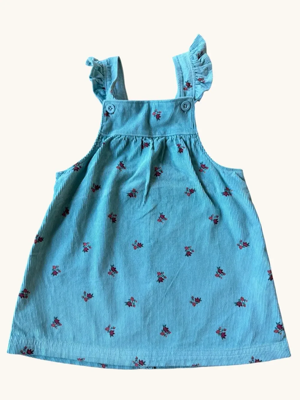Carter's Blue Corduroy Floral Ruffle Strap Jumper 18M
